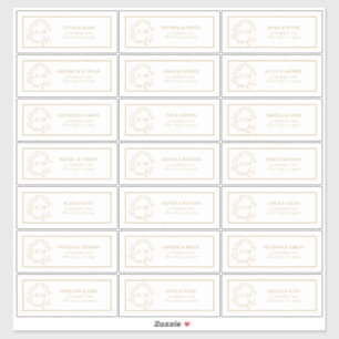 Gold Leafy Crest Monogram Guest Address Sticker