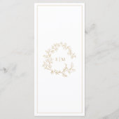 Gold Leafy Crest Monogram Weddenschap Menu (Achterkant)