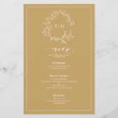 Gold Leafy Crest Monogram Weddenschap Menu (Voorkant)