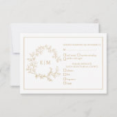 Gold Leafy Crest Monogram Weddenschap RSVP-kaart RSVP Kaartje (Achterkant)
