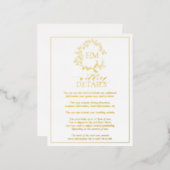 Gold Leafy Crest Monogram Wedding Details Kaart (Voorkant / Achterkant)