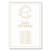 Gold Leafy Crest Monogram Wedstrijknummer Kaart (Achterkant)