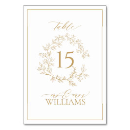 Gold Leafy Crest Monogram Wedstrijknummer Kaart