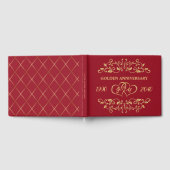 Gold Leafy Swirls Hearts 50th Wedding Jubileum Gastenboek (Volledig)