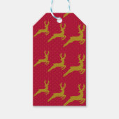 Gold Leaping Deer op Red Patterned Background Cadeaulabel (Voorkant)