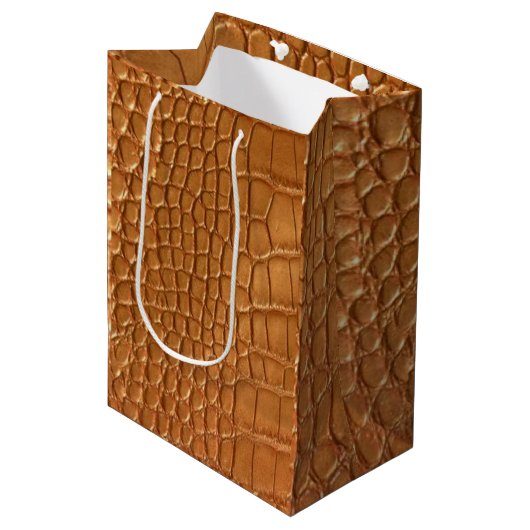 Gold leather texture luxury medium cadeauzakje (Voorkant Gekanteld)