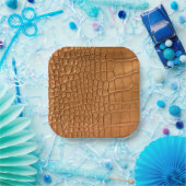 Gold leather texture luxury papieren bordje (Feest)