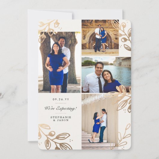 Gold Leaves 4 Aankondiging van fotozwangerschap (Voorkant)