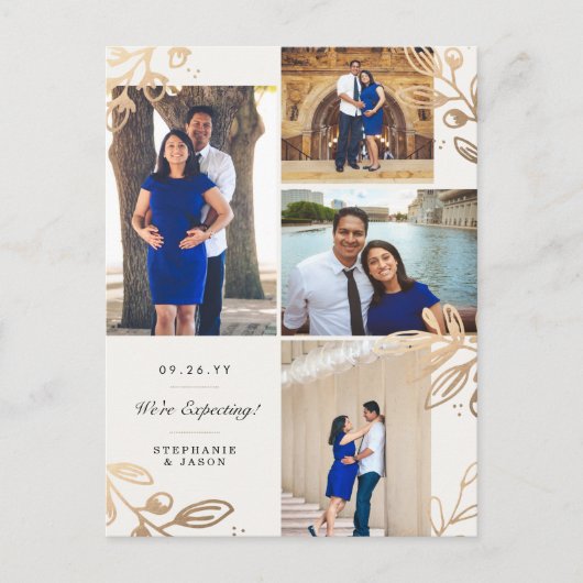 Gold Leaves 4 Aankondiging van fotozwangerschap (Voorkant)