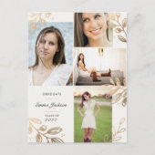 Gold Leaves 4 Foto Afstudeerder Announding Briefka Aankondigingskaart (Voorkant)