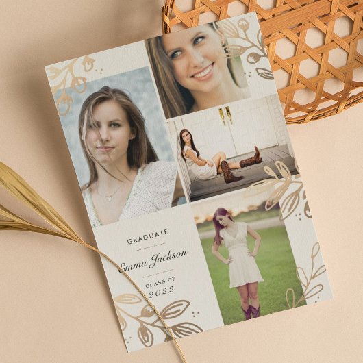 Gold Leaves 4 Foto Afstudeerder Announement Aankondiging