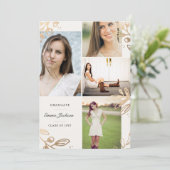 Gold Leaves 4 Foto Afstudeerder Announement Aankondiging (Staand voorkant)