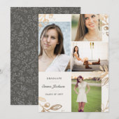 Gold Leaves 4 Foto Afstudeerder Announement Aankondiging (Voorkant / Achterkant)