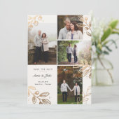 Gold Leaves 4 Foto Save the Date (Staand voorkant)