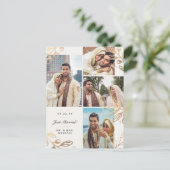 Gold Leaves 4 Photo Wedding Announding Aankondigingskaart (Staand voorkant)