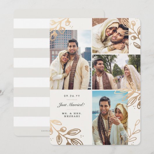 Gold Leaves 4 Wedding Announding Aankondiging (Voorkant / Achterkant)