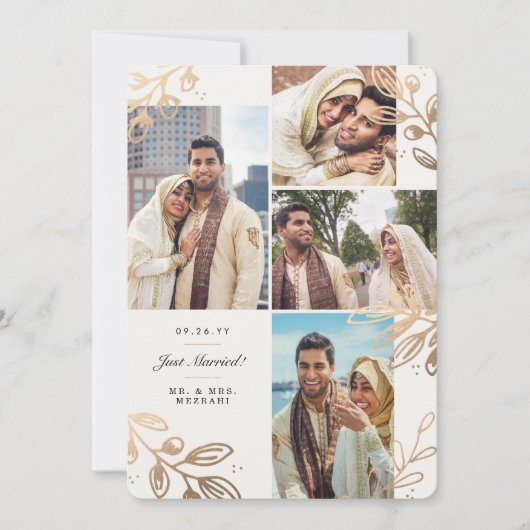 Gold Leaves 4 Wedding Announding Aankondiging (Voorkant)