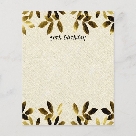 Gold Leaves 50th Birthday Two Sided Flyer (Voorkant)