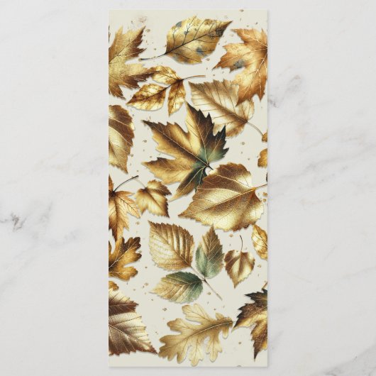 Gold Leaves Almond Beige & Black Fall Wedding Menu (Achterkant)