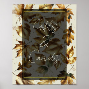 Gold Leaves Almond Beige Black Gifts & Kaarten Sig Poster