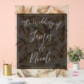 Gold Leaves Almond Beige & Black Glam Fall Wedding Acryl Bord (Huwelijk)