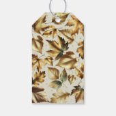 Gold Leaves Almond Beige & Black Glam Fall Wedding Cadeaulabel (Achterkant)