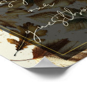 Gold Leaves Almond Beige & Black Guestbook Sign Poster (Hoek)