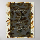 Gold Leaves Almond Beige & Black Guestbook Sign Poster (Voorkant)