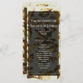 Gold Leaves Almond Beige & Black Wedding Programma Programmakaart (Voorkant / Achterkant)