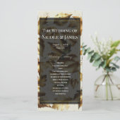 Gold Leaves Almond Beige & Black Wedding Programma Programmakaart (Staand voorkant)