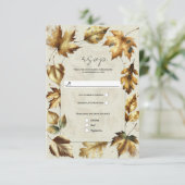 Gold Leaves Almond Beige Cream Glam Herfst RSVP (Staand voorkant)