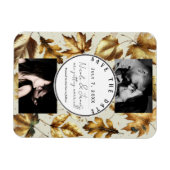 Gold Leaves Almond Beige Cream Herfst Save the Dat Magneet (Horizontaal)