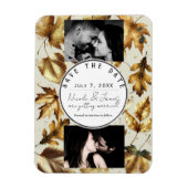 Gold Leaves Almond Beige Cream Herfst Save the Dat Magneet (Verticaal)