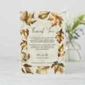 Gold Leaves Almond Beige Fall Wedding Bedankt Kaart (Staand voorkant)