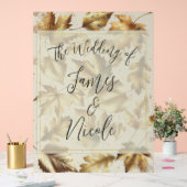 Gold Leaves Almond Beige Glam Fall Wedding Acryl Bord (Huwelijk)