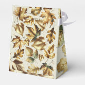 Gold Leaves Almond Beige Glam Fall Wedding Bedankdoosjes (Achterkant)