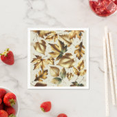 Gold Leaves Almond Beige Glam Fall Wedding Servet (Insitu)