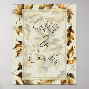 Gold Leaves Amandelbeige Geschenken & Kaarten Tafe Poster
