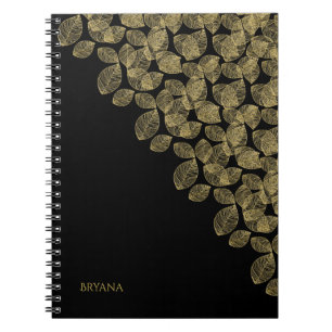 Gold Leaves Black Autumn Elegance Notitieboek