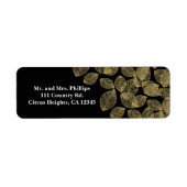 Gold Leaves Black Autumn Elegance Wedding Etiket (Voorkant)