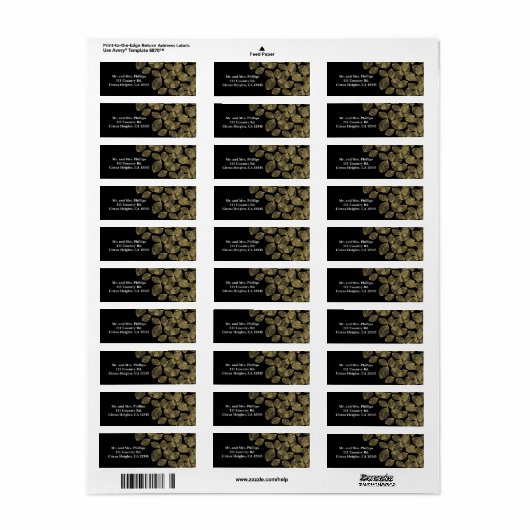 Gold Leaves Black Autumn Elegance Wedding Etiket (Full Sheet)
