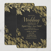 Gold Leaves & Black Chalk Chic Rustic Wedding Kaart (Voorkant / Achterkant)