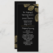 Gold Leaves Black Herfst Wedding Programma Programmakaart (Voorkant / Achterkant)