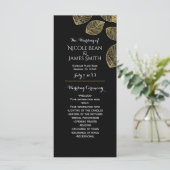 Gold Leaves Black Herfst Wedding Programma Programmakaart (Staand voorkant)