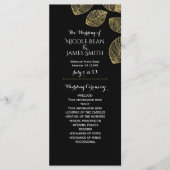 Gold Leaves Black Herfst Wedding Programma Programmakaart (Voorkant)