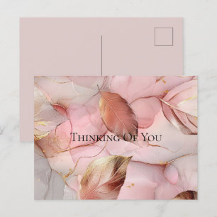 Gold Leaves Blush Pink Denken aan jou Briefkaart