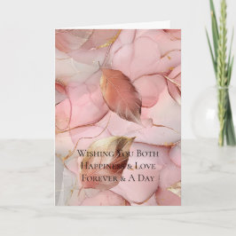 Gold Leaves Blush Pink Wedding Kaart