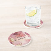 Gold Leaves Bourgogne Blush Pink Zandsteen Onderzetter (Zijkant)