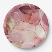 Gold Leaves Bourgogne Blush Roze Vrijgezellenfeest Papieren Bordje (Voorkant)