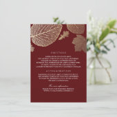 Gold Leaves Bourgogne Wedding Details - Informatie Informatiekaartje (Staand voorkant)
